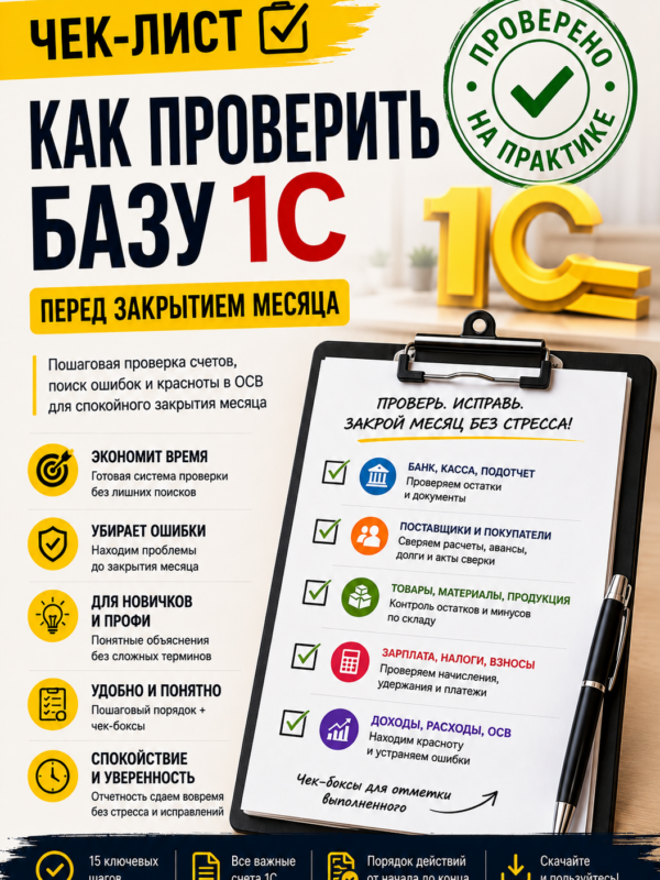 Чек-лист: как проверить базу 1С перед закрытием месяца